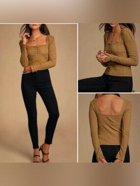 Free People Anthropologie Ribbed Inca Trail Long Sleeve Top  NWT